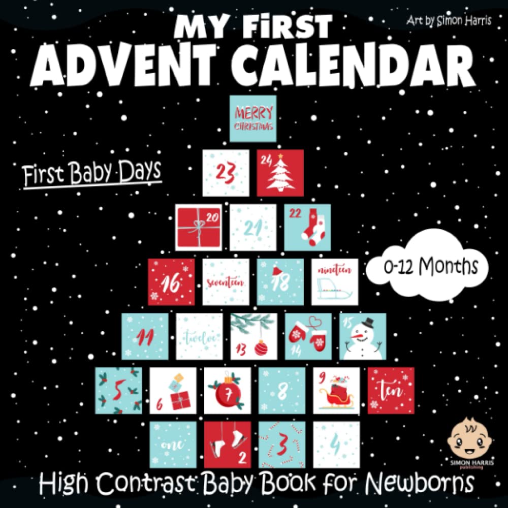 My First Advent Calendar, High Contrast Baby Book for Newborns, 0-12 Months: Christmas Countdown Calendar for New Babies | Black and White Baby Book from Birth | Visual Stimulation Images - Medaid International