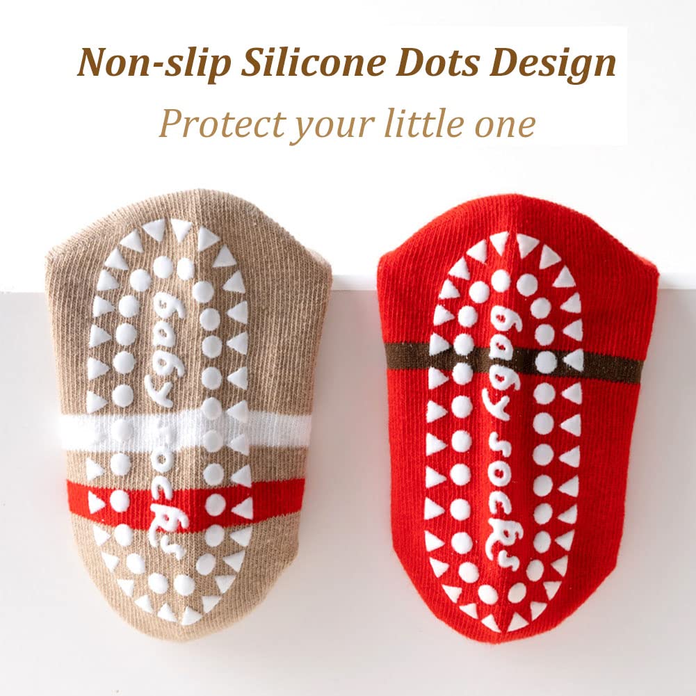 WATOCHE Kids Christmas Socks Toddler Nonslip Grip Christmas Xmas Socks for Baby Holiday Winter Warm for Boys/Girls(Nonslip Elk Set,3-5T) - Medaid International