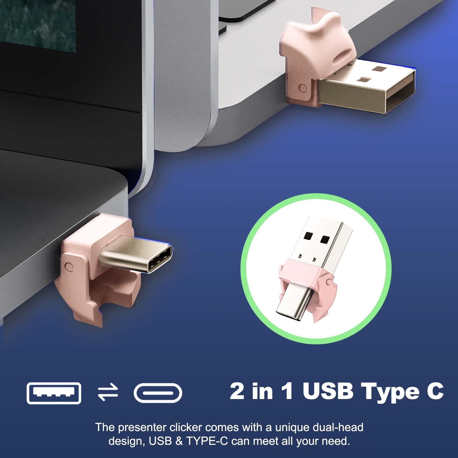 QUI Presentation Clicker for PowerPoint, RF 2.4GHz USB C Wireless Presenter Remote with Volume Control, PowerPoint Clicker Slide Advancer for Mac, Windows, Laptop, Keynote - Medaid International