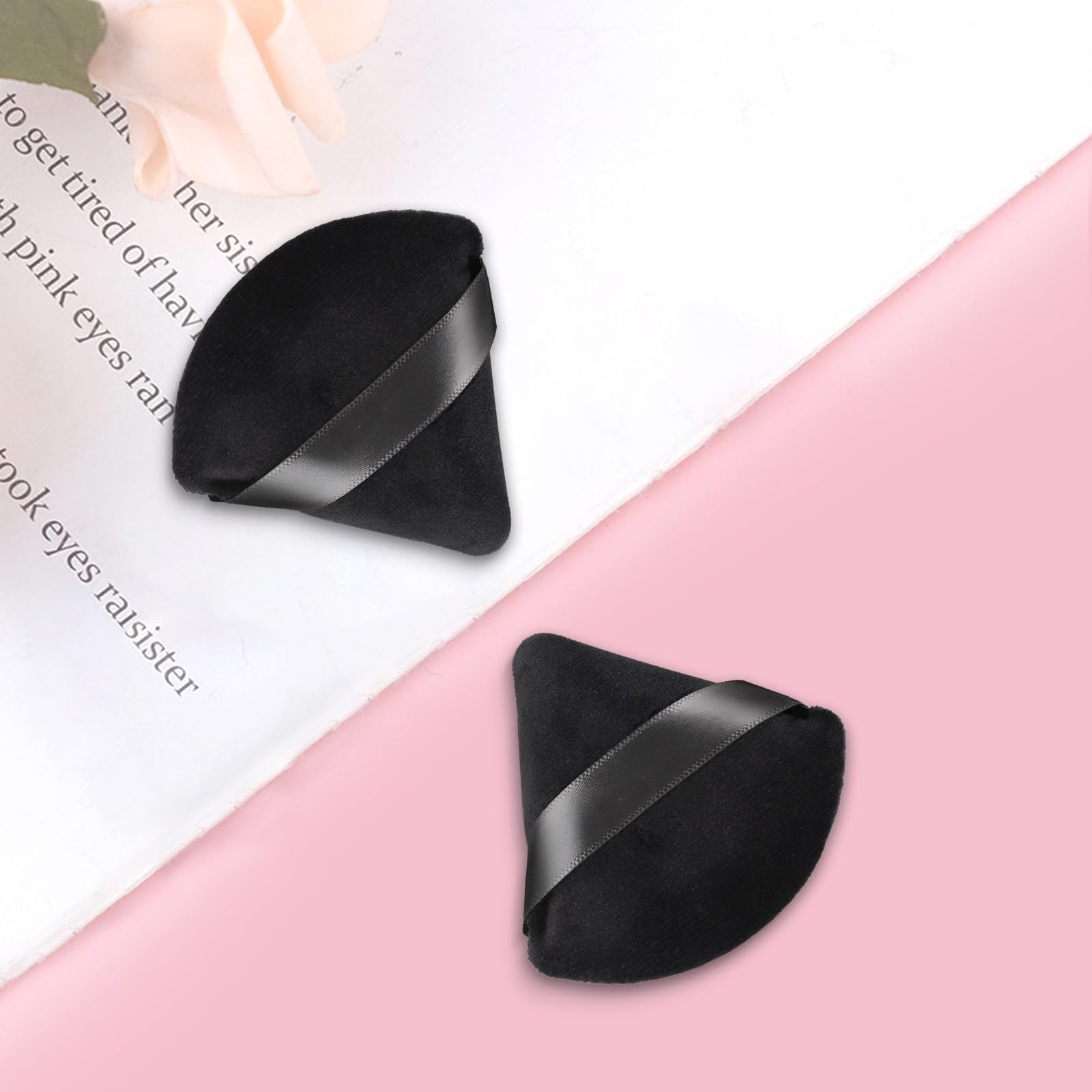 6 Pcs Triangle Powder Puff, Black Face Soft Makeup Puff, Velour Makeup Sponge Beauty Blender for Loose Powder - Medaid International