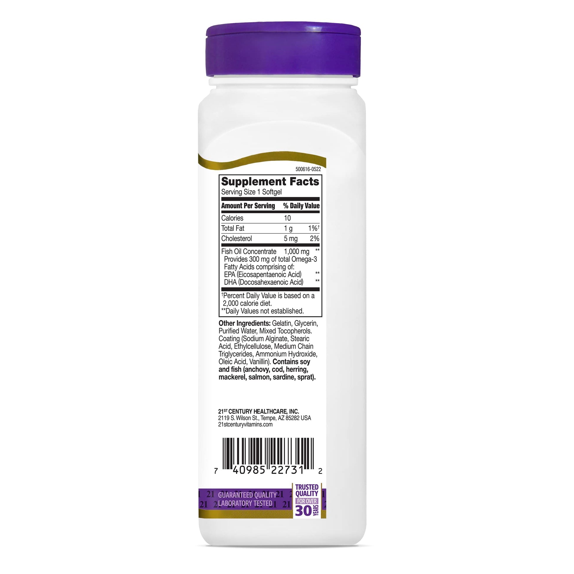 Fish Oil 1000 mg 90 Enteric Coated Softgels, 21st Century - Medaid International