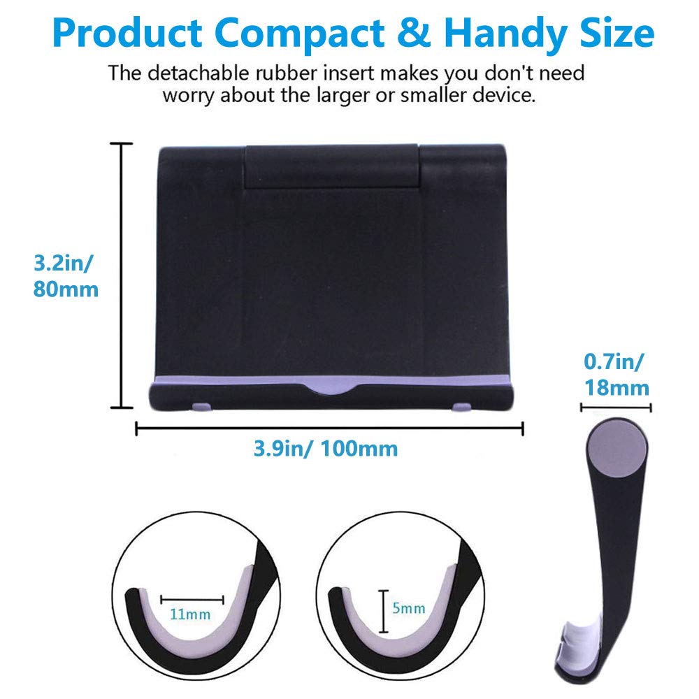 VOVIGGOL 2 Pack Cell Phone Stand for Desk, Foldable Cell Phone Holder Mobile Stand Phone Dock, Adjustable Tablet Stand Holder Compatible with iPhone 16 15 14 13 12 11 Pro Max iPad Samsung (Black) - Medaid International