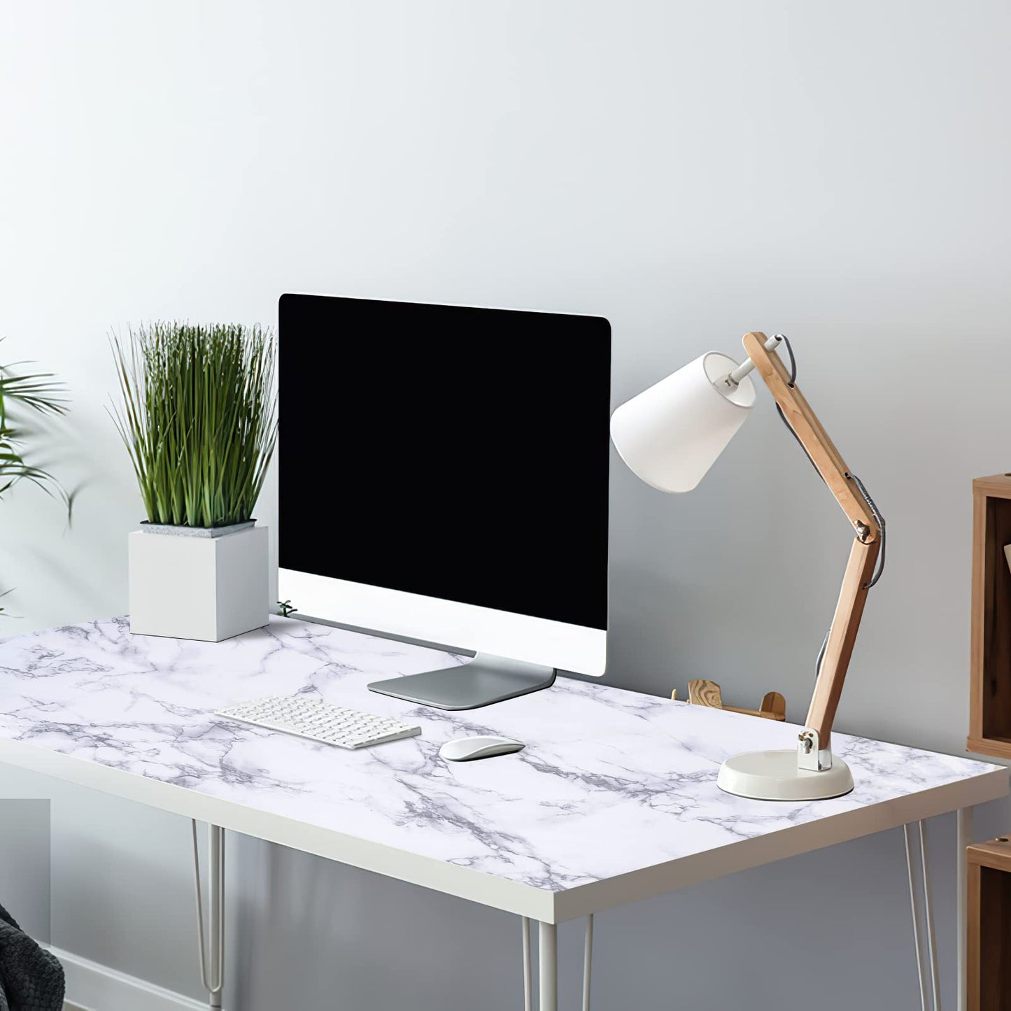 Arthome White Marble Contact Paper - Peel and Stick Wallpaper - Self-Adhesive & Removable Wall Paper for Furniture Desk, Kitchen Countertop, Cabinet, Shelf Liner, Wallcovering, (17"x120") - Medaid International