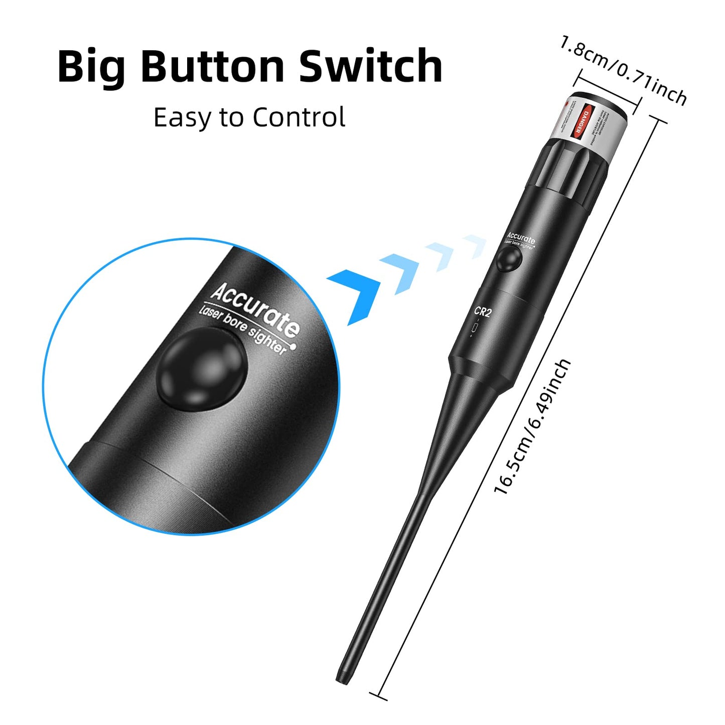 EZshoot Bore Sight Laser Kit Bright Red Laser BoreSighter with Big Button Switch for .17 to 12GA Caliber - Medaid International