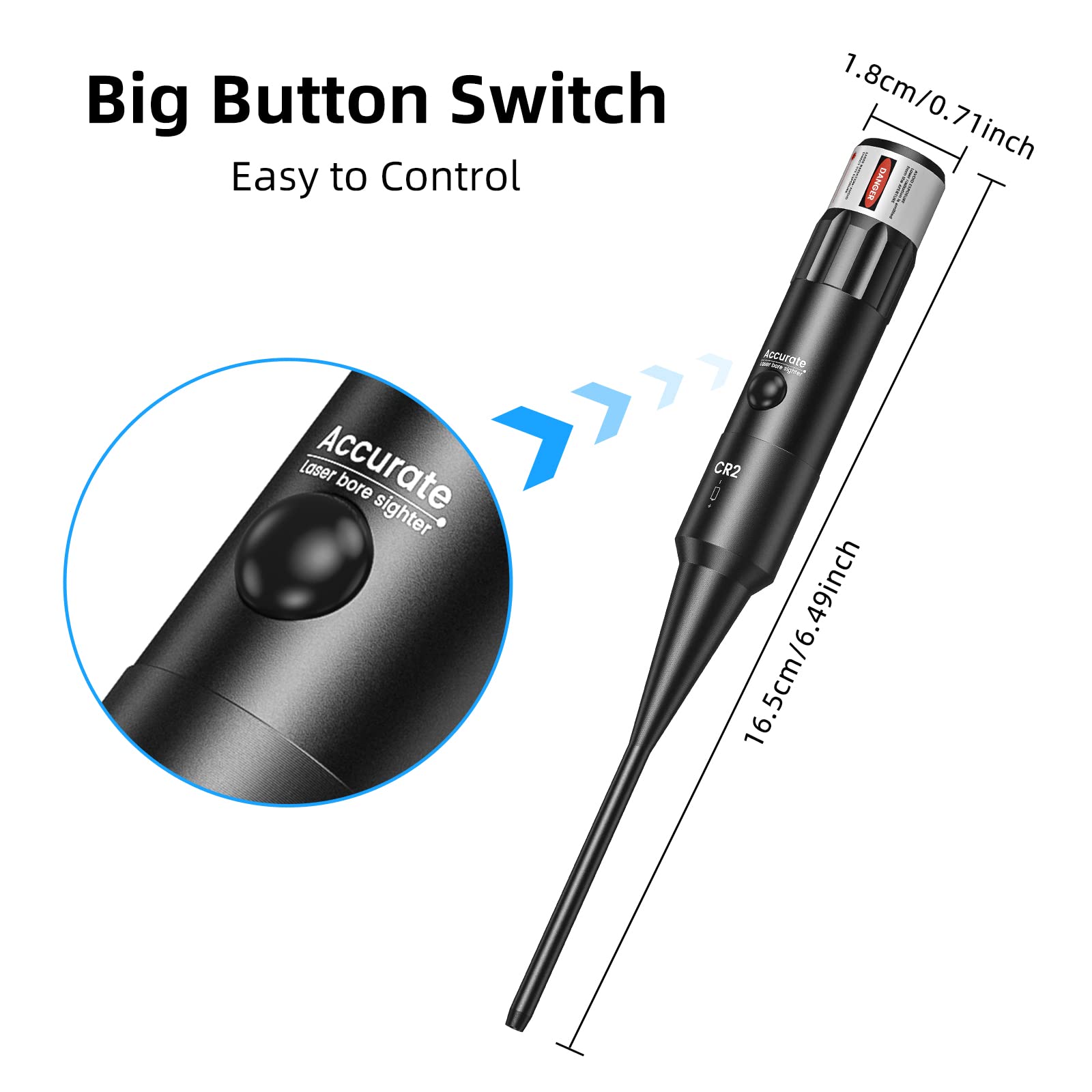 EZshoot Bore Sight Laser Kit Bright Red Laser BoreSighter with Big Button Switch for .17 to 12GA Caliber - Medaid International