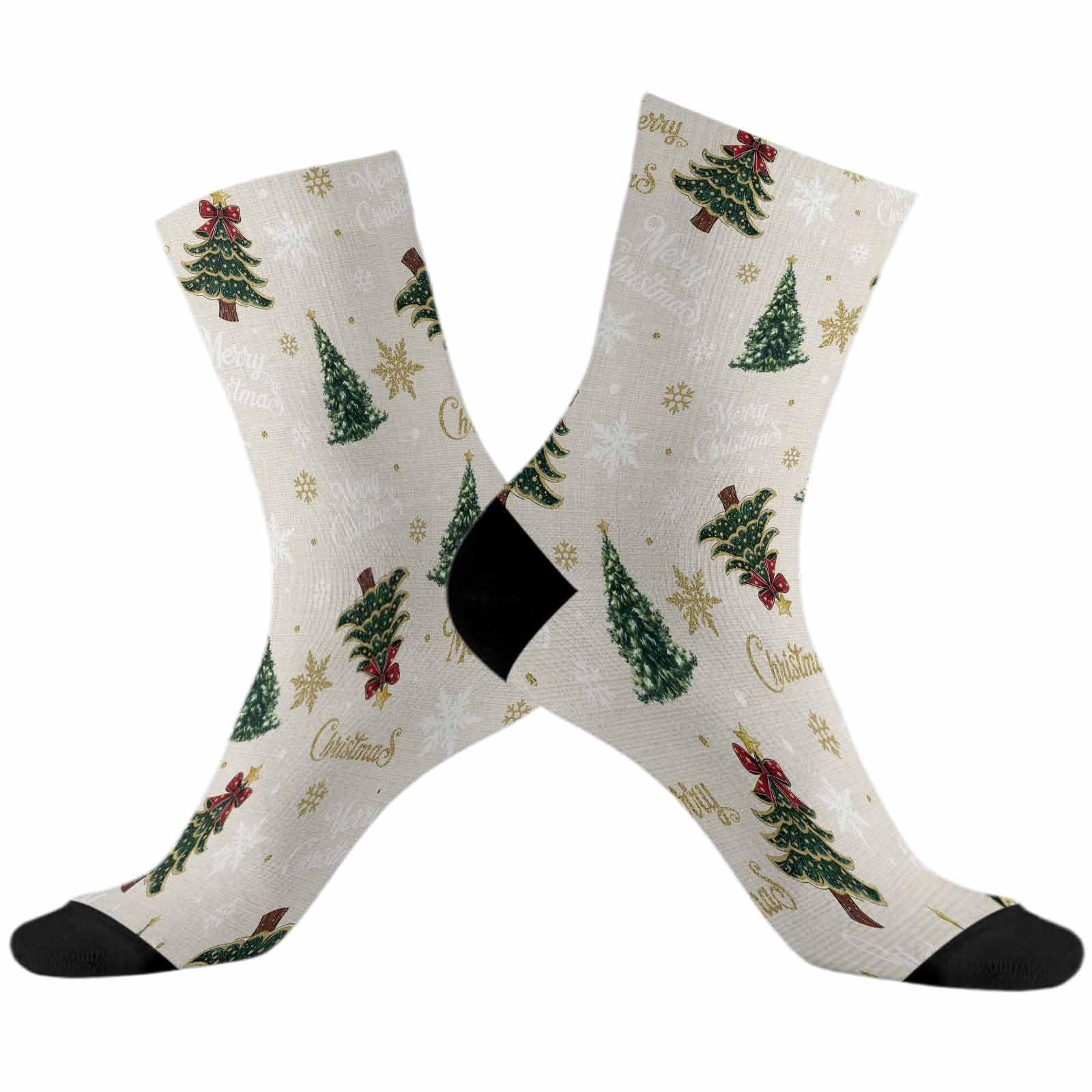 Men's Crew Socks Merry Christmas Pine Tree Star Athletic Socks Breathable Running Sock, Cushioned Ankle Sock for Men 1 Pack - Medaid International