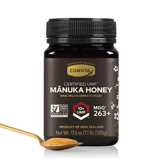 Comvita Manuka Honey UMF 10+ (MGO 263+) - Raw Manuka Honey New Zealand, Pure & Unpasteurized, Superfood for Immune Health, Use in Tea, Wild, Monofloral, Non-GMO - 500g (17.6 oz) - Medaid International