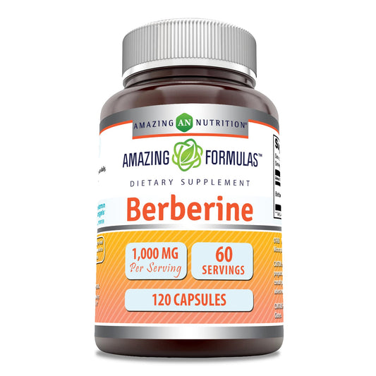 Amazing Formulas Berberine 1000mg Per Serving 120 Capsules Supplement | Non GMO | Gluten Free | Made in USA - Medaid International