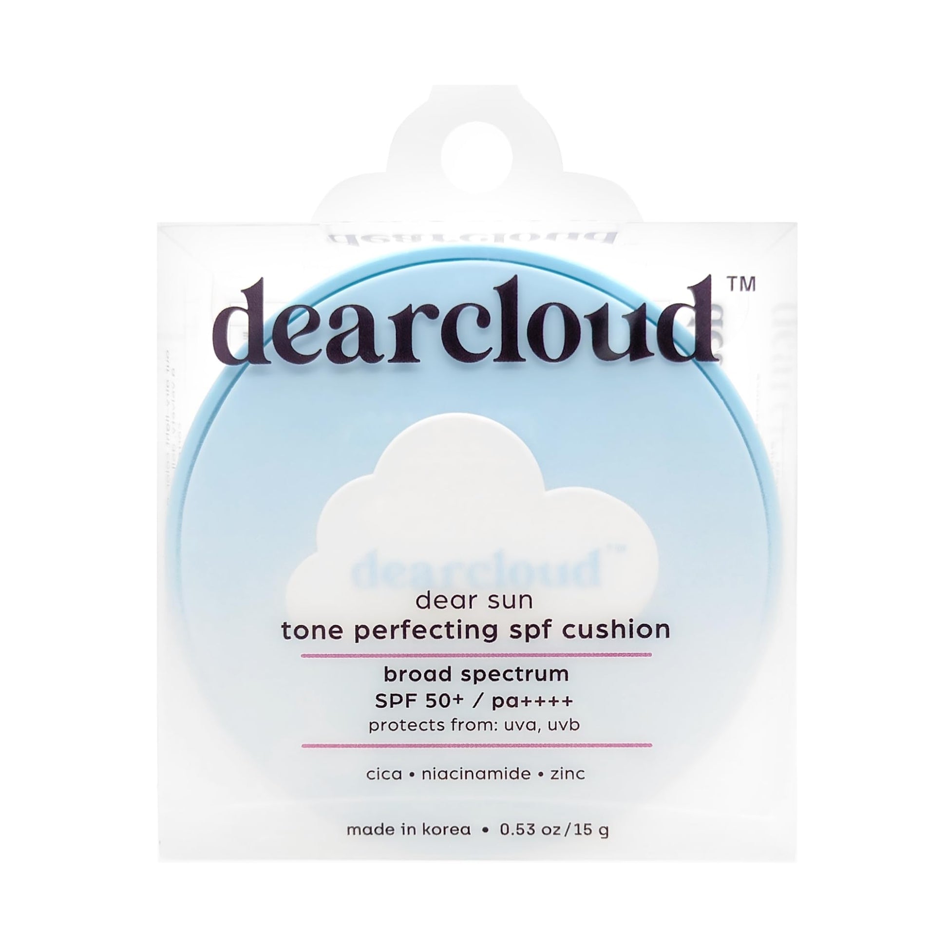 dearcloud Dear Sun Perfecting SPF Cushion – Color Adapting Sunscreen, Korean Sunscreen SPF 50+ (.53 oz) - Medaid International