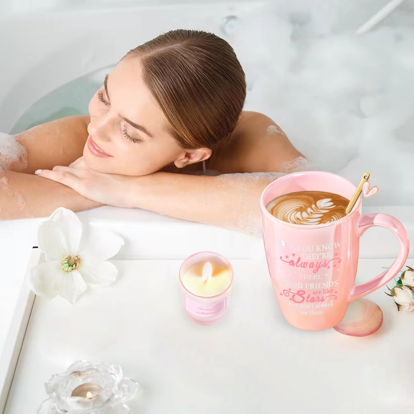 Friendship Gifts for Women Pink Ceramics Coffee Mug Tea Cup Unique Birthday Christmas Gifts Ideas for Friends Female Her Soul Sister Besties Coworker BFF Cute Stuff - Medaid International