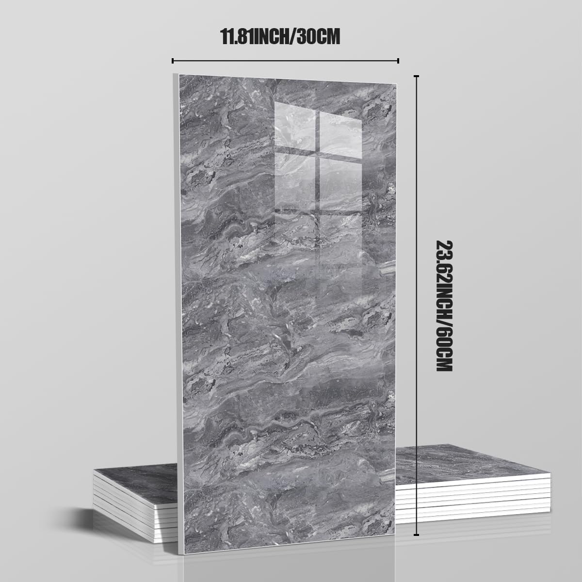 10pcs Marble Peel and Stick Waterproof Wall Panels,Heat-Resistant Backsplash Tile, 23.6"x11.8" PVC Foam Wall Sticker for Kitchen,Living Rooms, Bedrooms TV Walls,Grey (Not Real Tile 19.4Sq. Ft.) - Medaid International