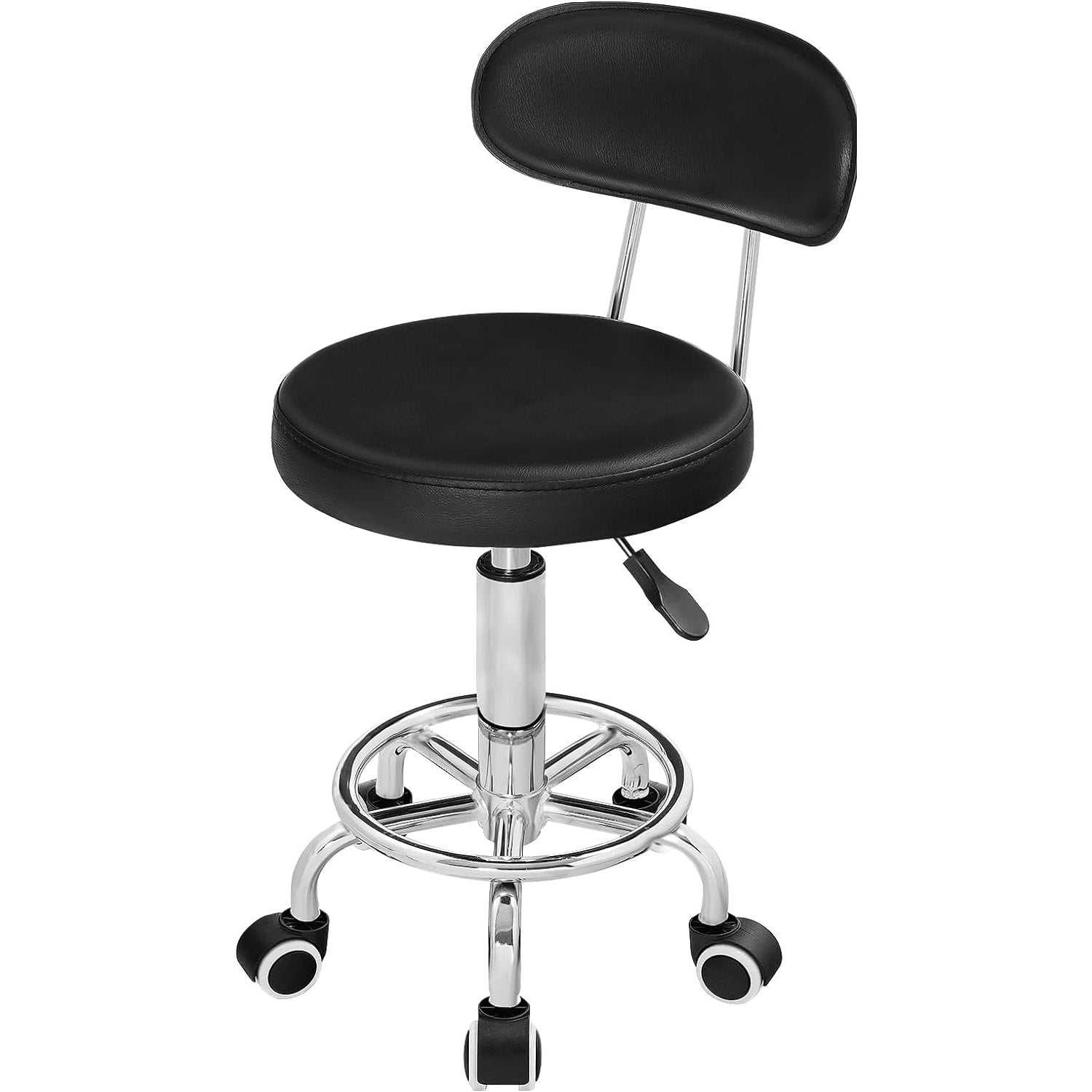 HOOBRO Height Adjustable Rolling Stool, 360° Rotating Drafting Chair, Multi-Purpose Office Desk Chair, Rolling Swivel Salon Stool Chair, for Barber Shop, Nail Salon, Office, Black SB01BY01G1 - Medaid International