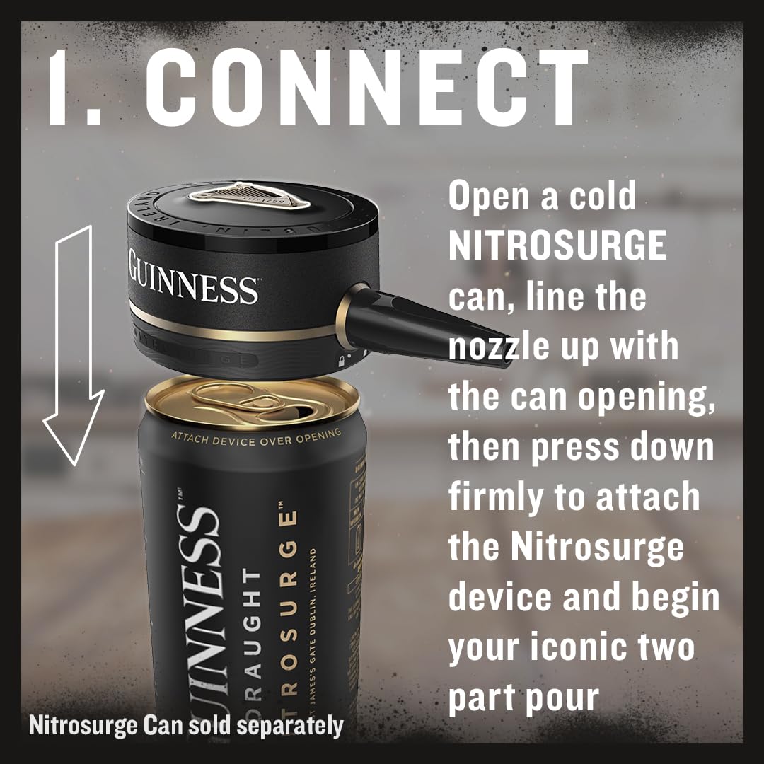 Guinness Draught Nitrosurge Device, Stout Beer, Perfect Pub Pour at Home, Rich Smooth Head & Sweetness of Malt Balanced with Hops, Cans Sold Separately, Device Only, Black - Medaid International
