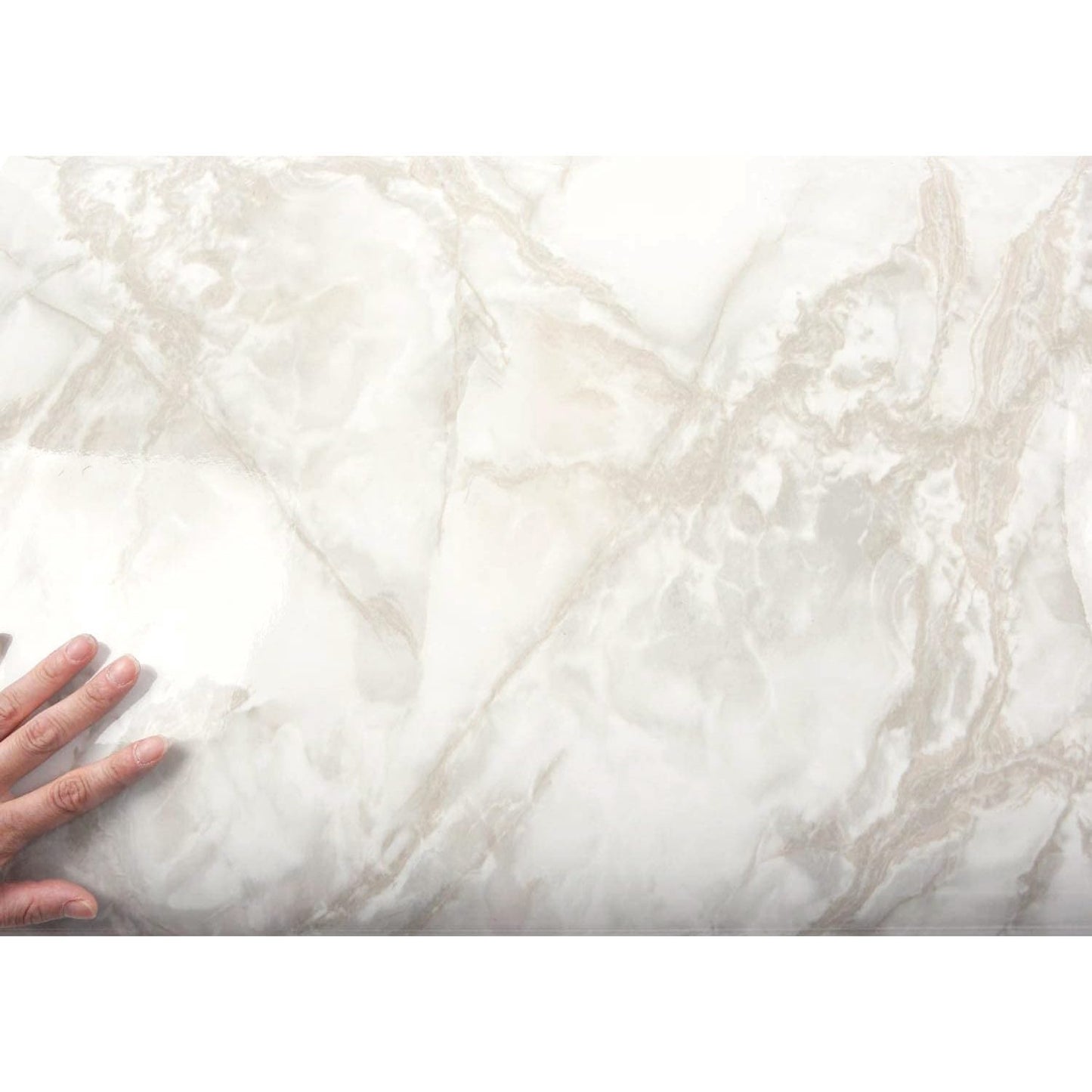 ROSEROSA Peel and Stick Glossy Faux Marble Self-Adhesive Wallpaper Door Wrap Countertop Mirror Moulding Trim PGS4130 - Medaid International