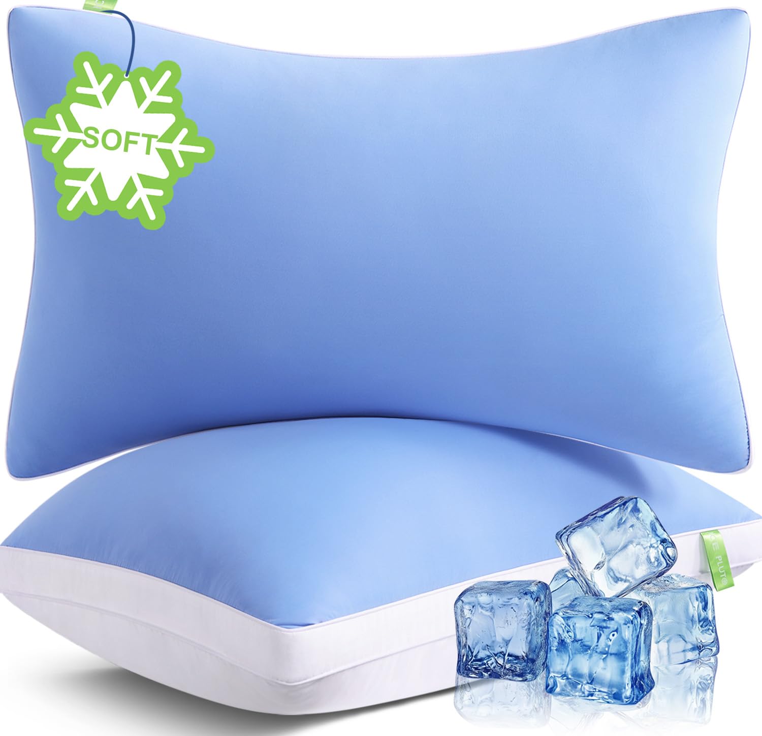 MEELUS Silky Soft Pillows Queen Size Set of 2, Luxury Hotel Down Alternative Bed Pillows 2 Pack for Side Back Stomach Sleepers, Gusseted Supportive, Machine Washable, Cooling Blue, 20" x 30" - Medaid International