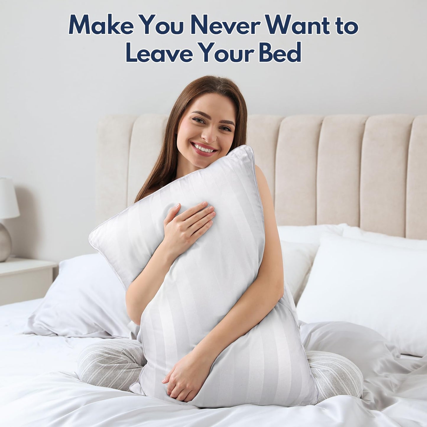 DIORIS Pillows Queen Size Set of 2 - Luxury Hotel Collection Bed Pillows for Sleeping, Supportive Side Sleeper Pillow, Fluffy Down Alternative Microfiber Filled for Back, Stomach Sleepers - Medaid International