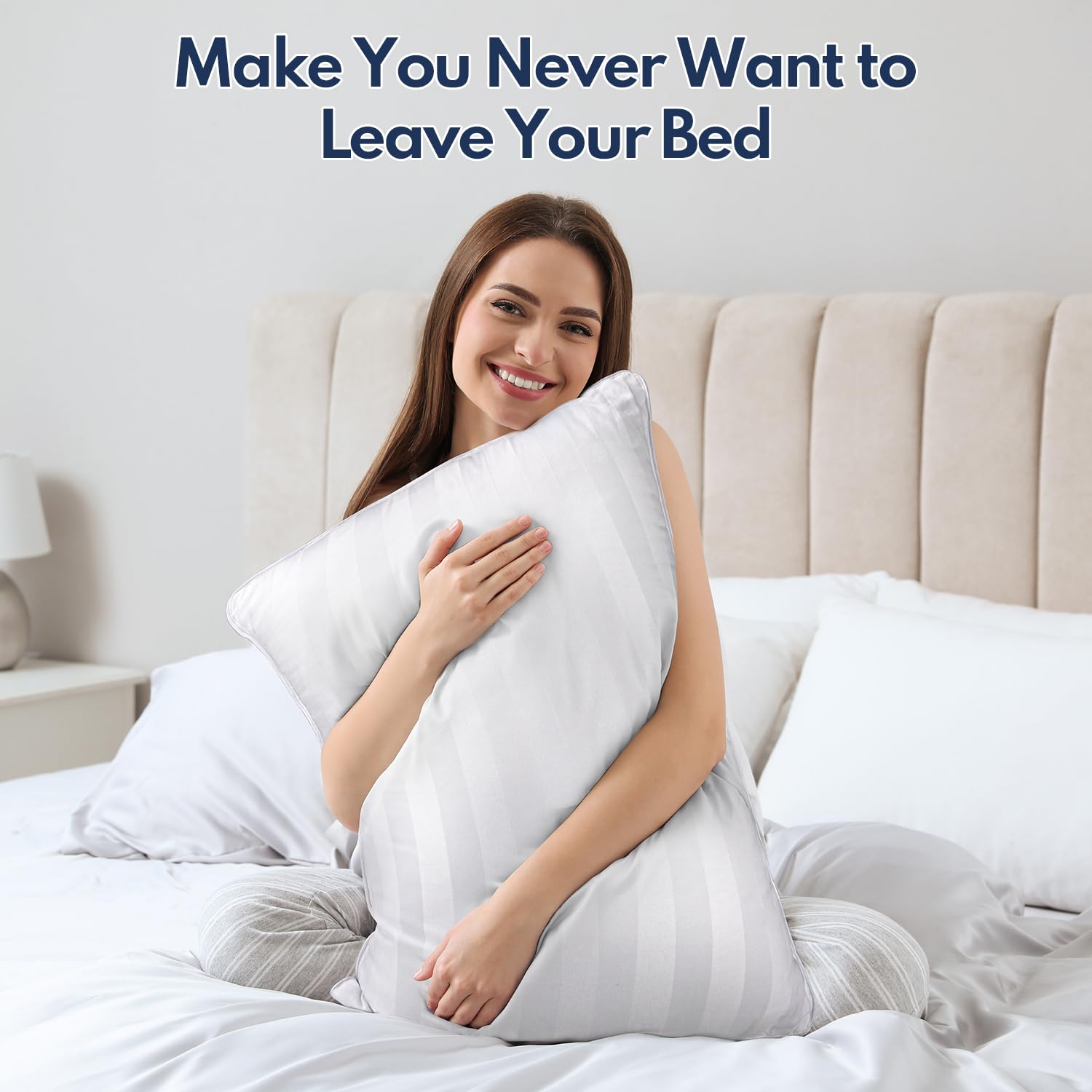 DIORIS Pillows Queen Size Set of 2 - Luxury Hotel Collection Bed Pillows for Sleeping, Supportive Side Sleeper Pillow, Fluffy Down Alternative Microfiber Filled for Back, Stomach Sleepers - Medaid International