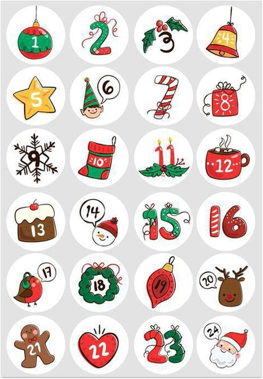 1-24 Advent Calendar Christmas Number Stickers,Advent Calendar Number Stickers Christmas Advent Calendar Stickers DIY Christmas Countdown Sticker for Xmas Advent Tags Seasonal Décor（8.3 * 11.8 inch） - Medaid International