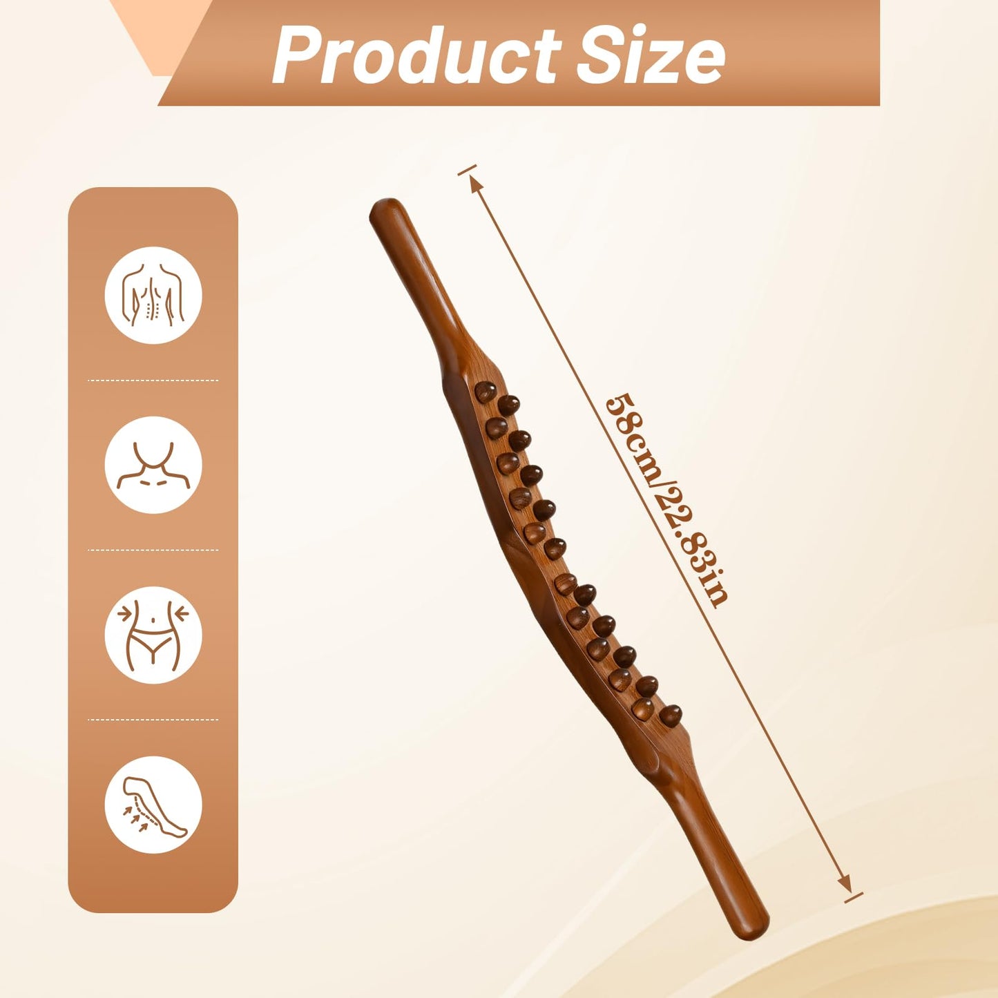 Amagogo Wooden Gua Sha Tools Double Row Manual Massage Tool with Acupressure Massage Points Wood Therapy Massage Tools Handheld Guasha Scraping Stick for Household SPA Salon Body Legs Back Shoulder - Medaid International