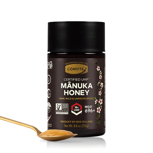 Comvita Manuka Honey UMF 18+ (MGO 696+) - Raw Manuka Honey New Zealand, Pure & Unpasteurized, Superfood for Immune Health, Use in Tea, Wild, Monofloral, Non-GMO - 250g (8.8 oz) - Medaid International