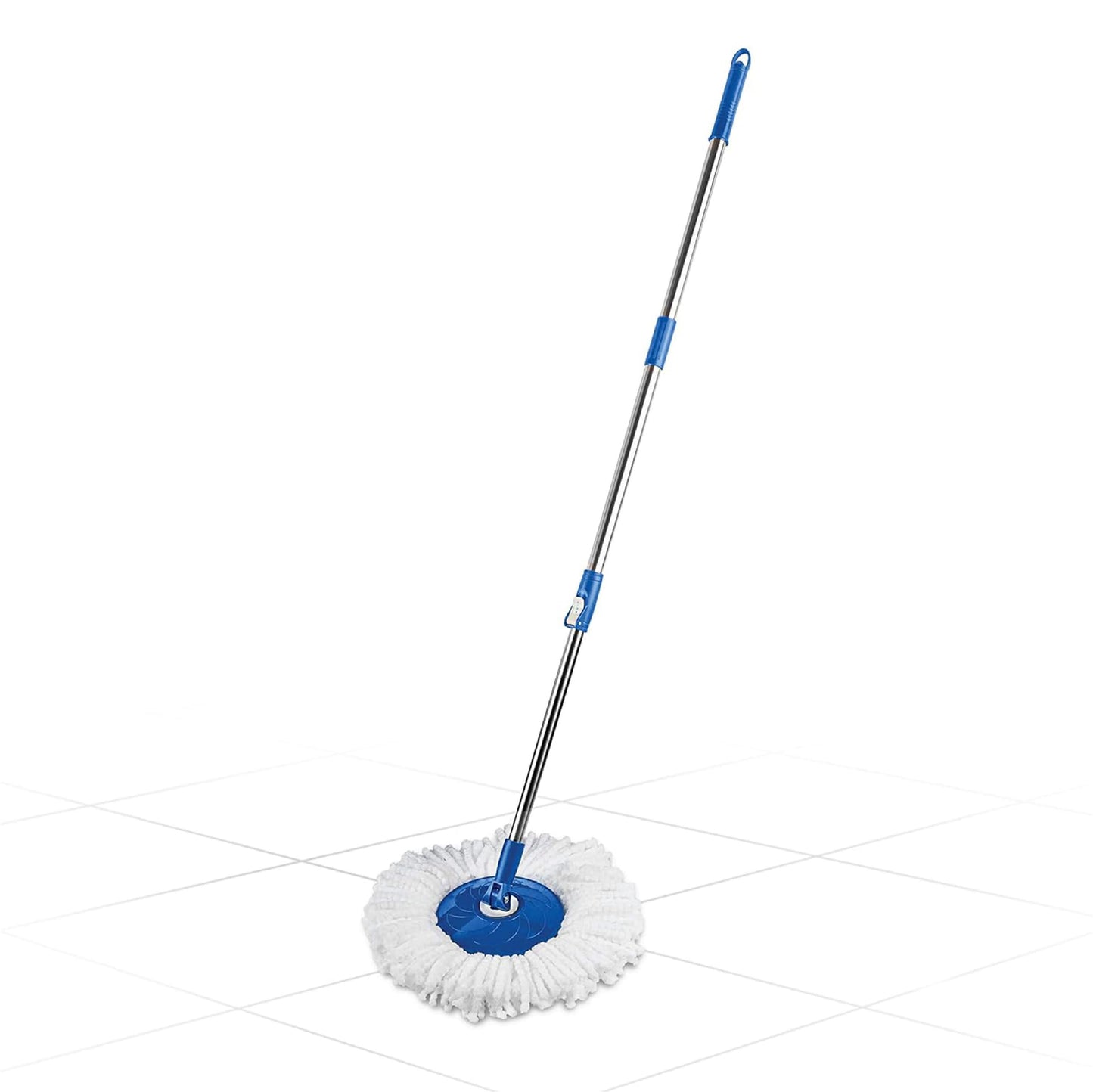 Gala Spin Mop Extendable Handle/Stick Rod with Microfiber Refill (150750), White & Blue Finish - Medaid International