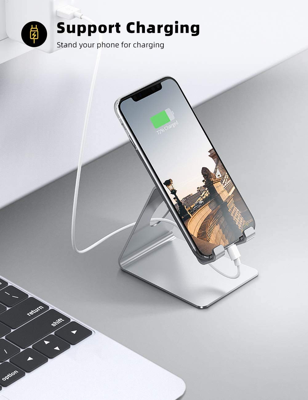 Lamicall Car Phone Mount & Cell Phone Stand Silver -Bundle - Medaid International