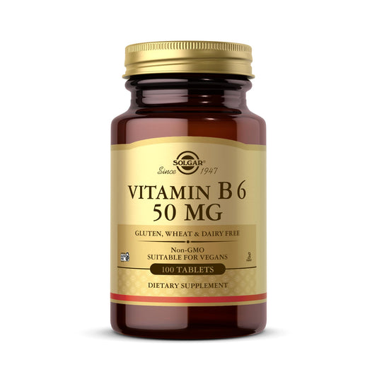 Solgar Vitamin B6 50 mg - 100 Tablets - Non-GMO, Vegan, Gluten Free, Dairy Free, Kosher - 100 Servings - Medaid International