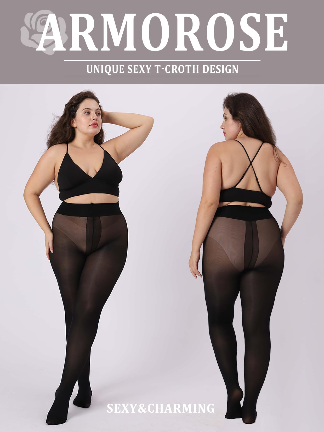 ARMOROSE Plus Size Ultra Strong Tights for Women, 40D T-Croth Semi-Sheer Pantyhose Rip-Resist High Waist Stockings - Medaid International