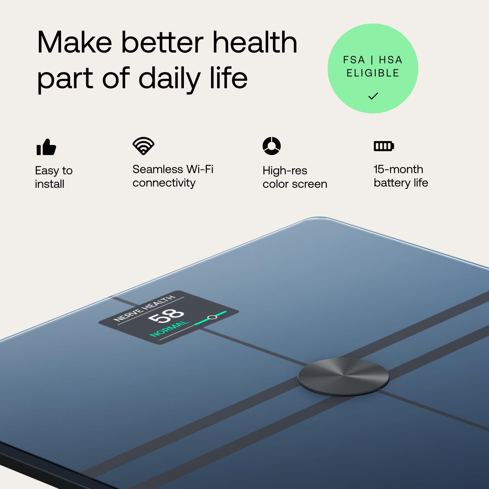 WITHINGS Body Comp - Scale for Body Weight and Complete Body Analysis, Wi-Fi & Bluetooth, Baby Digital Scale, Accurate Visceral Fat, Heart Health, Scales Compatible with Apple, FSA/HSA - Medaid International