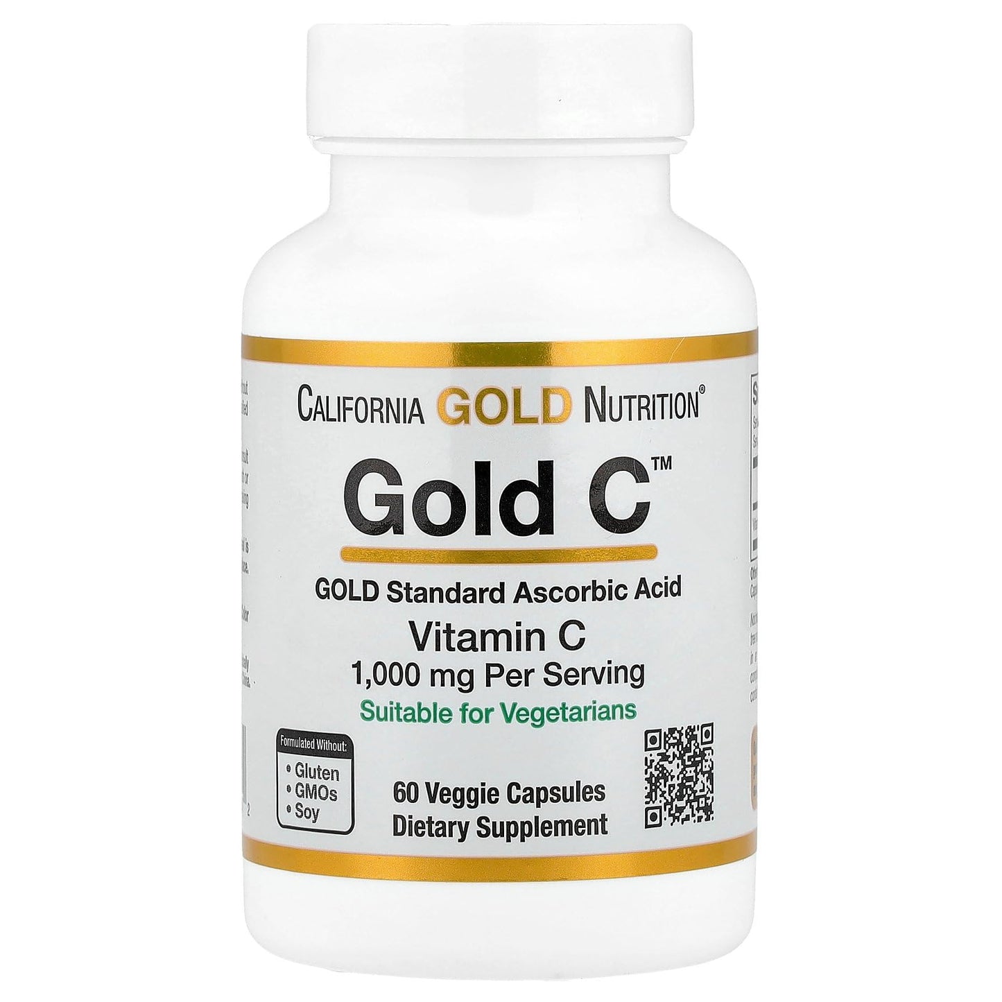 California Gold Nutrition Gold C™, USP Grade Vitamin C, 1,000 mg, 60 Veggie Capsules - Medaid International