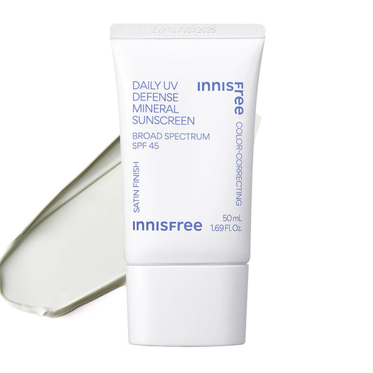 innisfree Daily Mineral UV Defense SPF 45 Face Sunscreen with Green Tint, Hyaluronic Acid, Korean Skincare, Color Correcting Formula - Medaid International