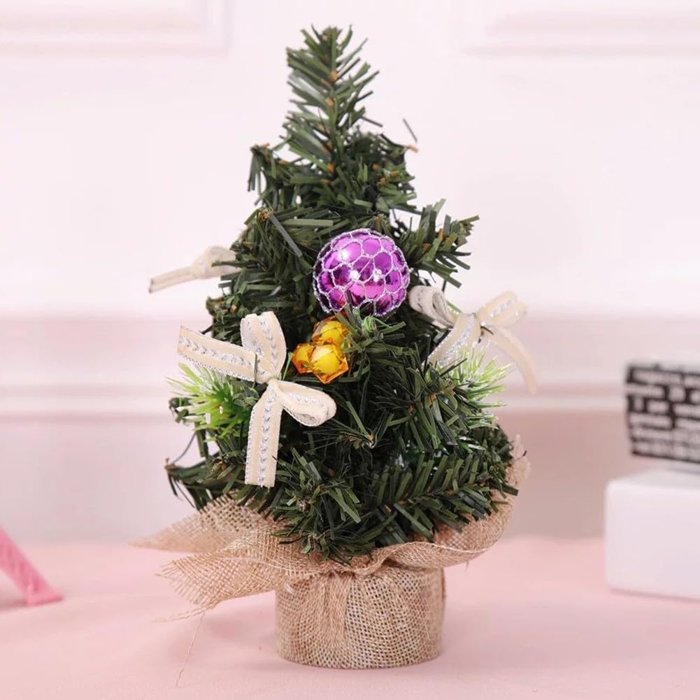 20cm Mini Christmas Tree Ornaments for Table Decorations, Small Artificial Christmas Tree with PVC and Cloth Material, 65g Weight Holiday Decoration - Medaid International