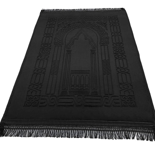 AL-WARDA Muslim Prayer Mat - Super Comfortable and Soft Plush Prayer Mat - Thick Muslim Prayer Mat - Soft as a Cloud, Ideal for Knees and Forehead (Black) - Medaid International