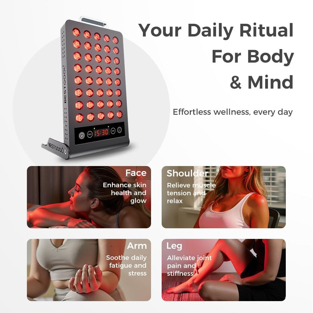 BestQool Red Light Therapy, Dual Chip 660nm 850nm Clinical Grade Red Light Therapy for Face, Portable Infrared Light Therapy for Body, Pain Relief, Muscle Fast Recovery. 50W. - Medaid International