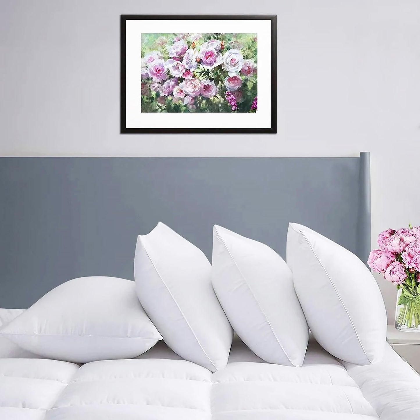 Hotel Collection Bed Pillows Standard Size Set of 4 Back Sleeper Pillow for Adults Stomach Kids Side Sleeping Medium Soft Plush Fluffy White 20x26 inches - Medaid International