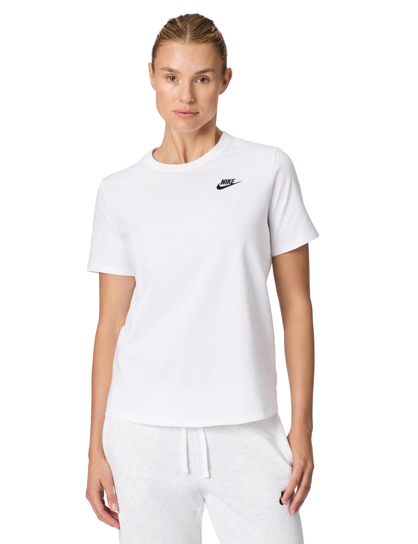 Nike Women's Sportswear Club Essentials T-Shirt, White/Black, Medium - Medaid International