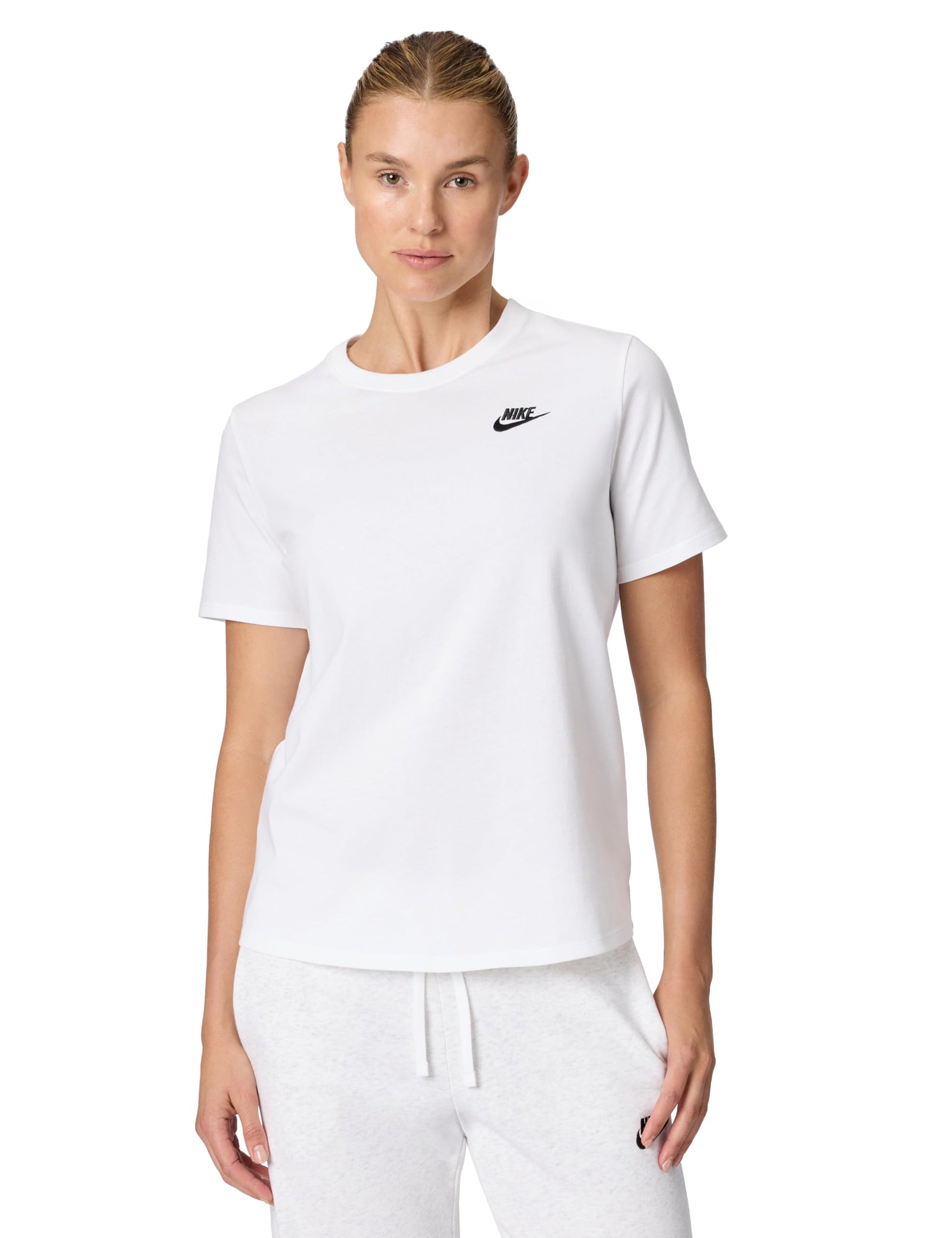 Nike Women's Sportswear Club Essentials T-Shirt, White/Black, Medium - Medaid International