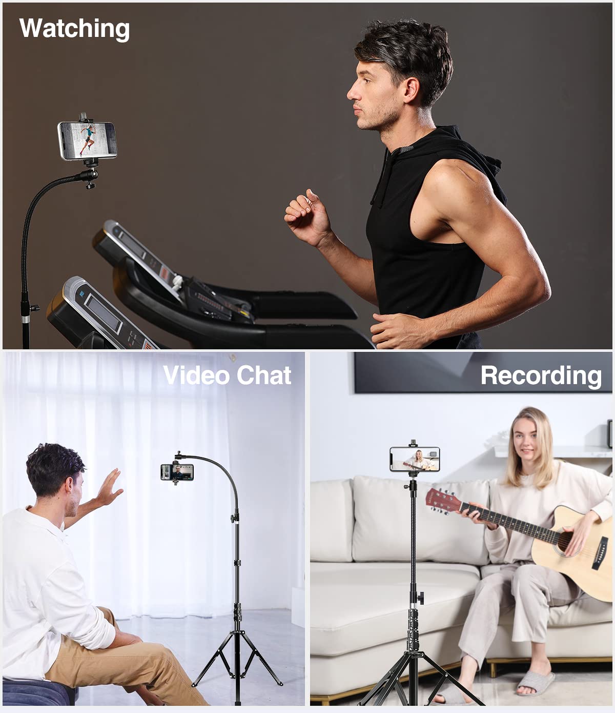 Elitehood 81" Tall Flexible Tripod Stand for iPhone with 17in Adjustable Gooseneck with Remote Compatible with iPhone 13 Pro Max / 13 Pro / 12 Pro Max, Android Phone - Medaid International