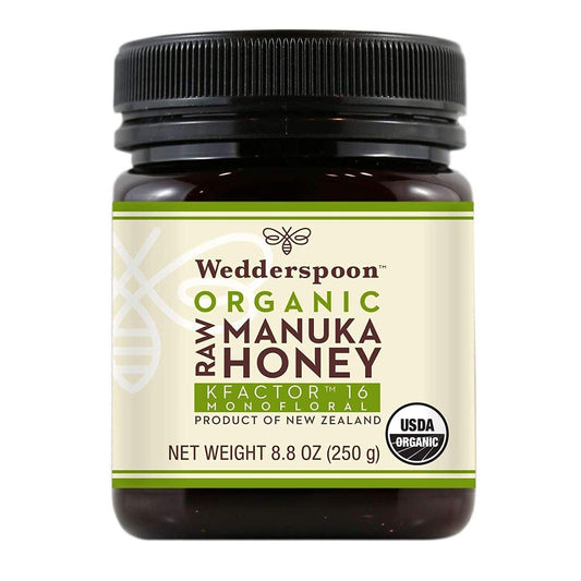 Wedderspoon Raw Organic Manuka Honey KFactor 16+, Unpasteurized, Organic KFactor 16, 8.8 Ounce - Medaid International