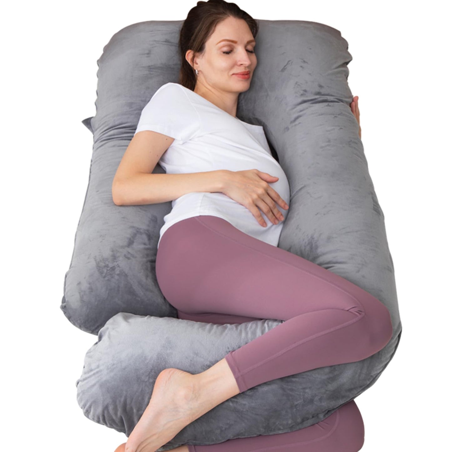 MOON PINE Pregnancy Pillow, U Shaped Full Body Pillow for Maternity Support, Sleeping Pillow with Cover for Pregnant Women (Dark Grey) - Medaid International