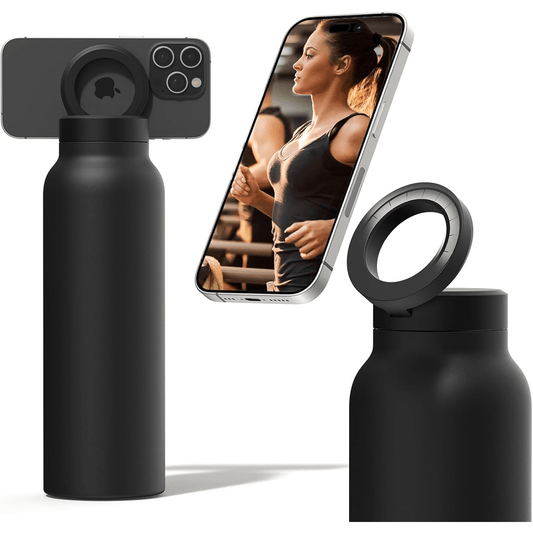 Insulated Water Bottle with Magnetic Phone Holder | Stainless Steel Tumbler Compatible with MagSafe for Gym, Car, & Sports - Medaid International