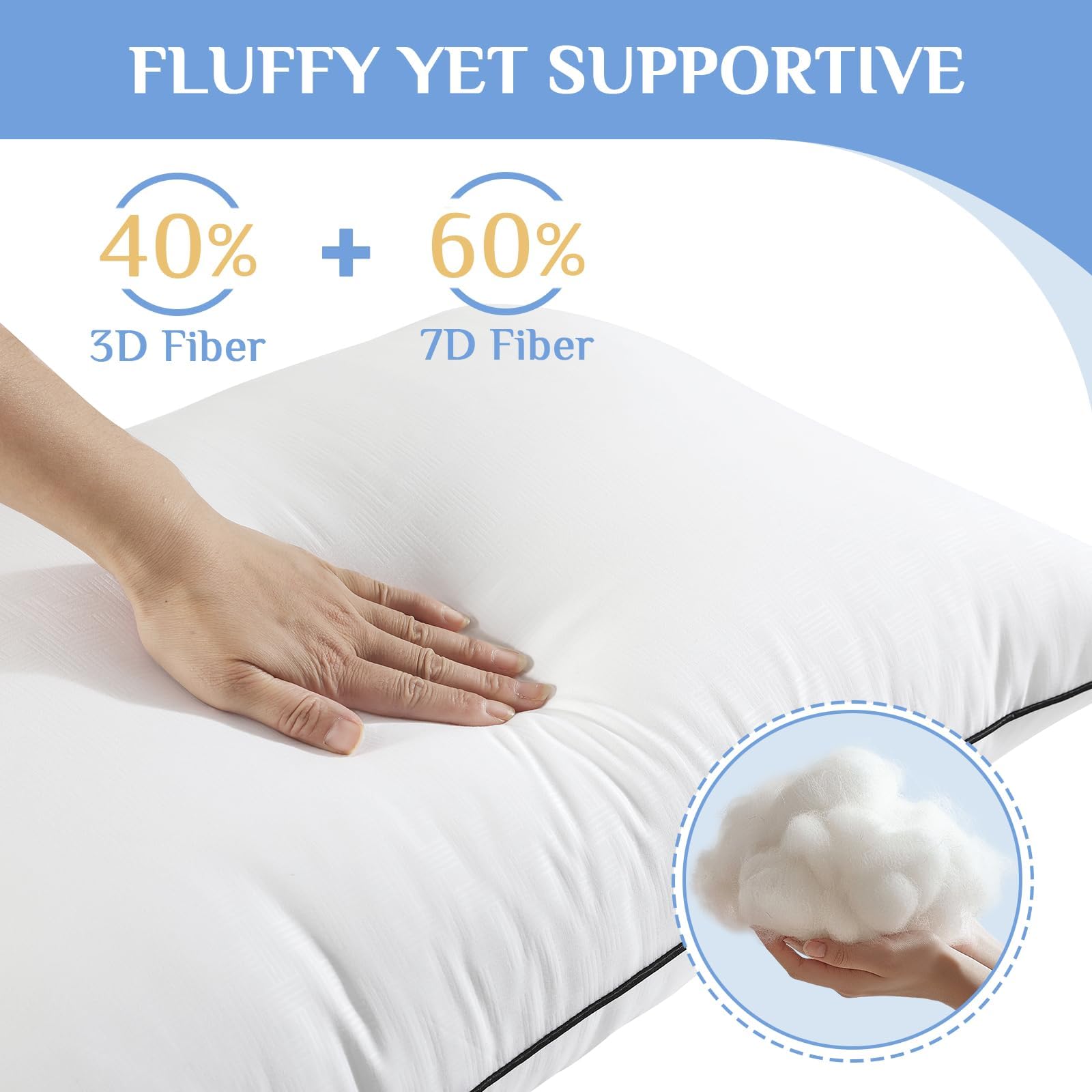 JOLLYVOGUE Queen Size Bed Pillow 1-Pack?Single Pillow for Sleeping, Breathable and Supportive with Down Alternative Fill, Hotel Collection Pillow for Side, Back, and Stomach Sleepers - Medaid International