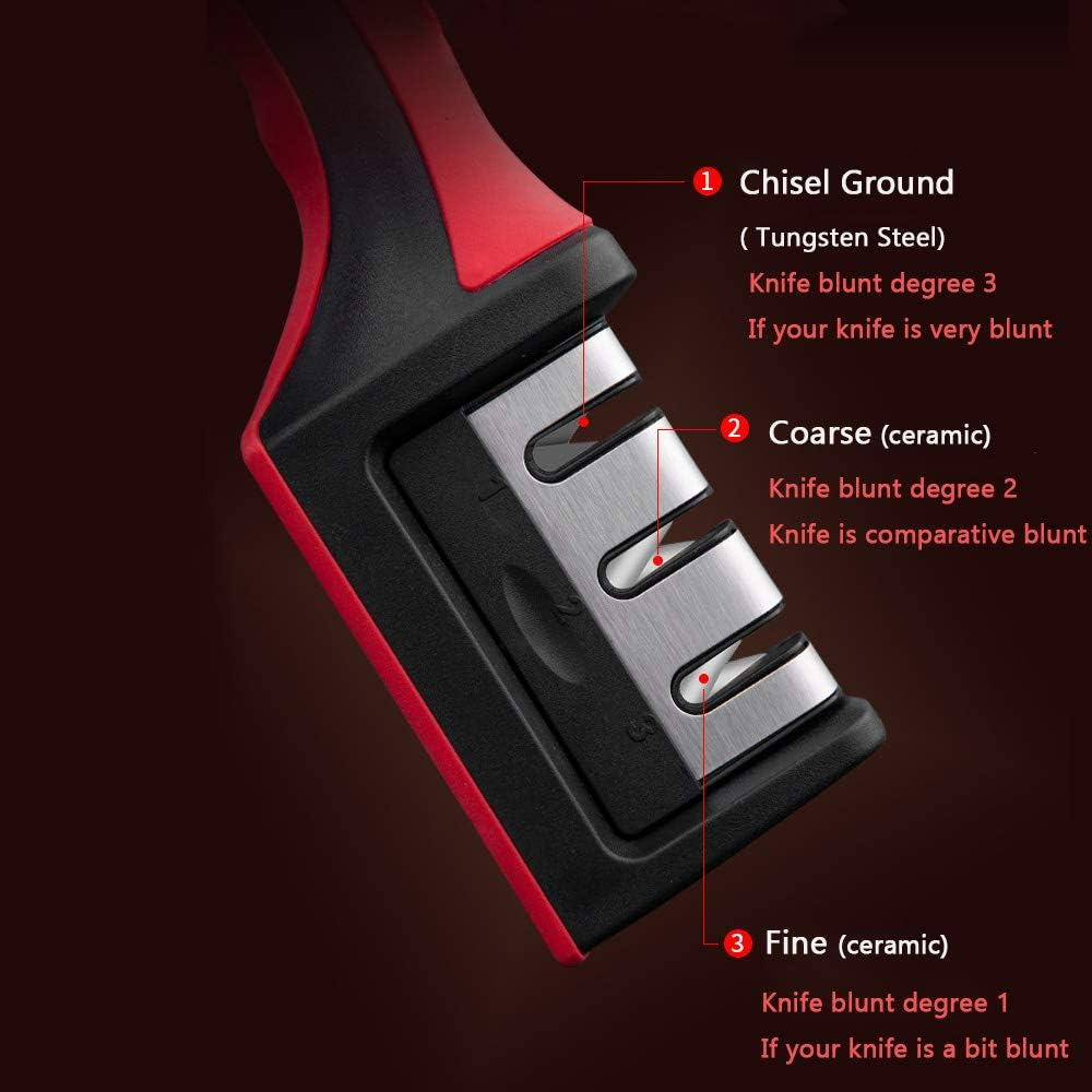 Premium Knife Sharpener, with 3-Stage Blades Sharpener Stone - Medaid International