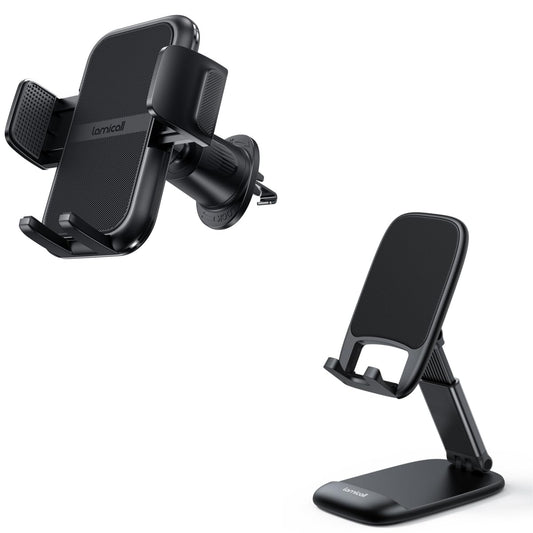 Lamicall Phone Holder Car Vent and Foldable Phone Stand for Desk - Medaid International