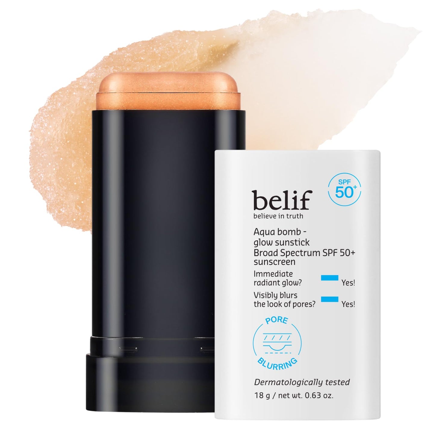 belif Aqua Bomb Niacinamide Sunscreen Stick SPF 50+ PA++++ – Korean Sunstick for Face with Hyaluronic Acid, No White Cast, Lightweight Velvet Finish, Daily UV Protection, Semi-Matte Glow, 0.63 oz - Medaid International