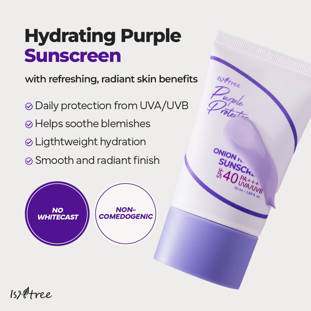 ISNTREE Onion Newpair Sunscreen 50ml, 1.69 fl.oz | SPF 40 | Korean Skincare | Hydrating Sun Protector | Evens Skin Tone | Purple Sunscreen | Broad Spectrum - Medaid International