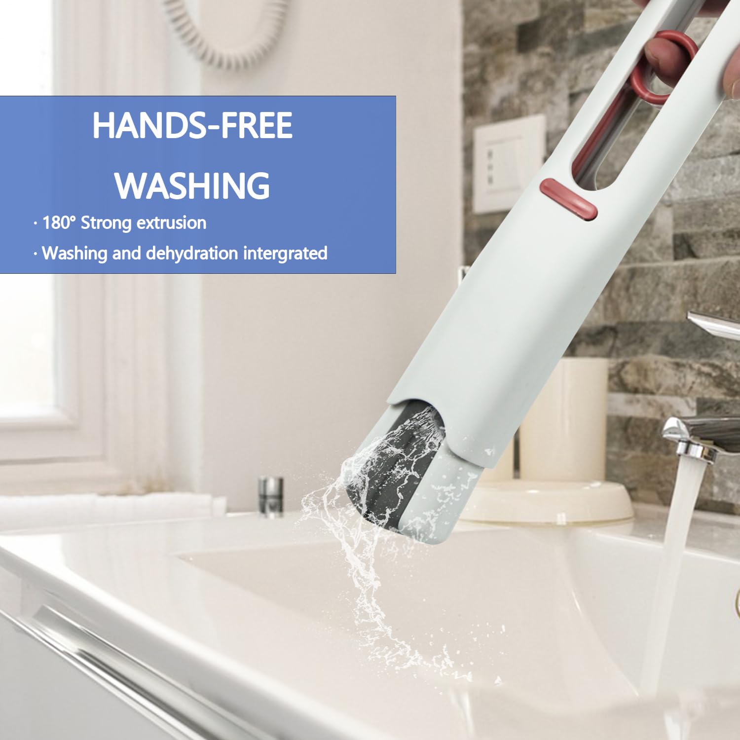 Protable Mini Mop Sponge Mop - Self Squeeze Mini Mop Small Mop Suitable for Kitchen, Bathroom, Living Room, Dorm, Car and Glass (1 Sponge Head + 1 Squeeze Handle) - Medaid International