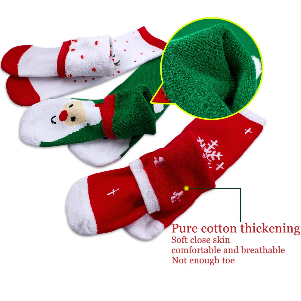 WTTORDE 3 PCS Cute Kid Sock Warm Winter Crew Socks Unisex Cotton Socks Xmas Gift（M） - Medaid International