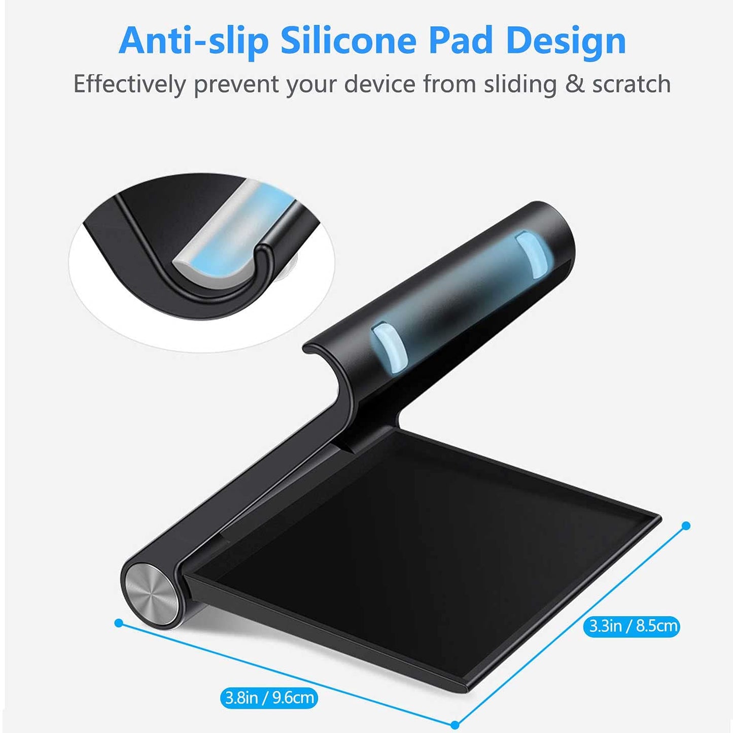 VOVIGGOL Cell Phone Stand Holder, Cellphone Holder Adjustable Desktop Phone Stand for Desk, Foldable Phone Cradle Dock Mobile Stand for iPhone iPad Tablet 4 to 7.9 Inch Smartphones (Black) - Medaid International