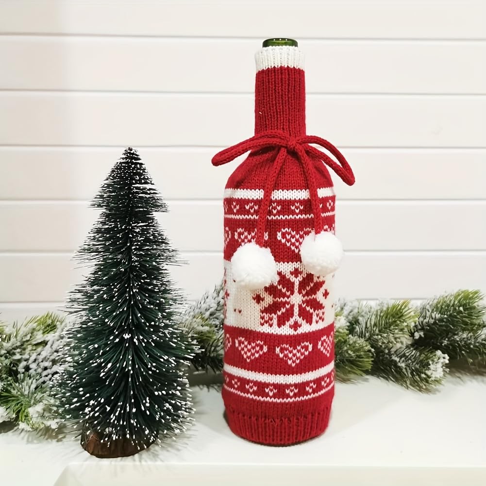 Christmas Bottle Topper Decor - Santa Wine Bottle Cover with Design, Festive Party Decoration for Holiday Home Decor, Christmas Party Supplies - Medaid International